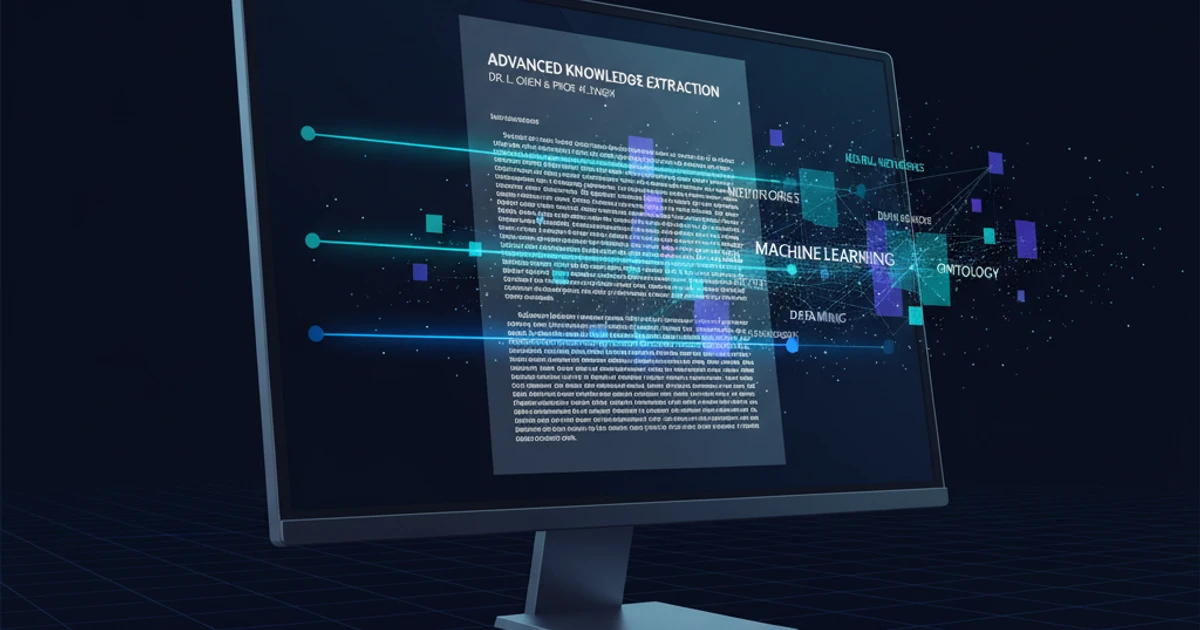 Workspace showing an academic paper on a laptop screen alongside a concept map on a tablet for visual knowledge extraction