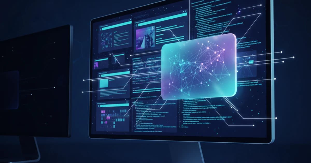 Split illustration comparing cluttered Google search tabs versus a clean screen with an AI assistant providing instant contextual help
