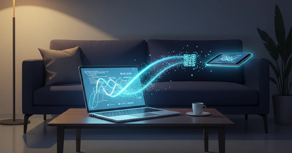 Person studying from a couch reading AI explanations on their phone while study materials display on a laptop in the background