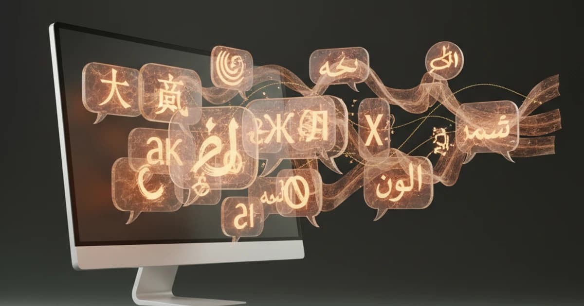 AI screen assistant translating foreign language text on a laptop during a study session