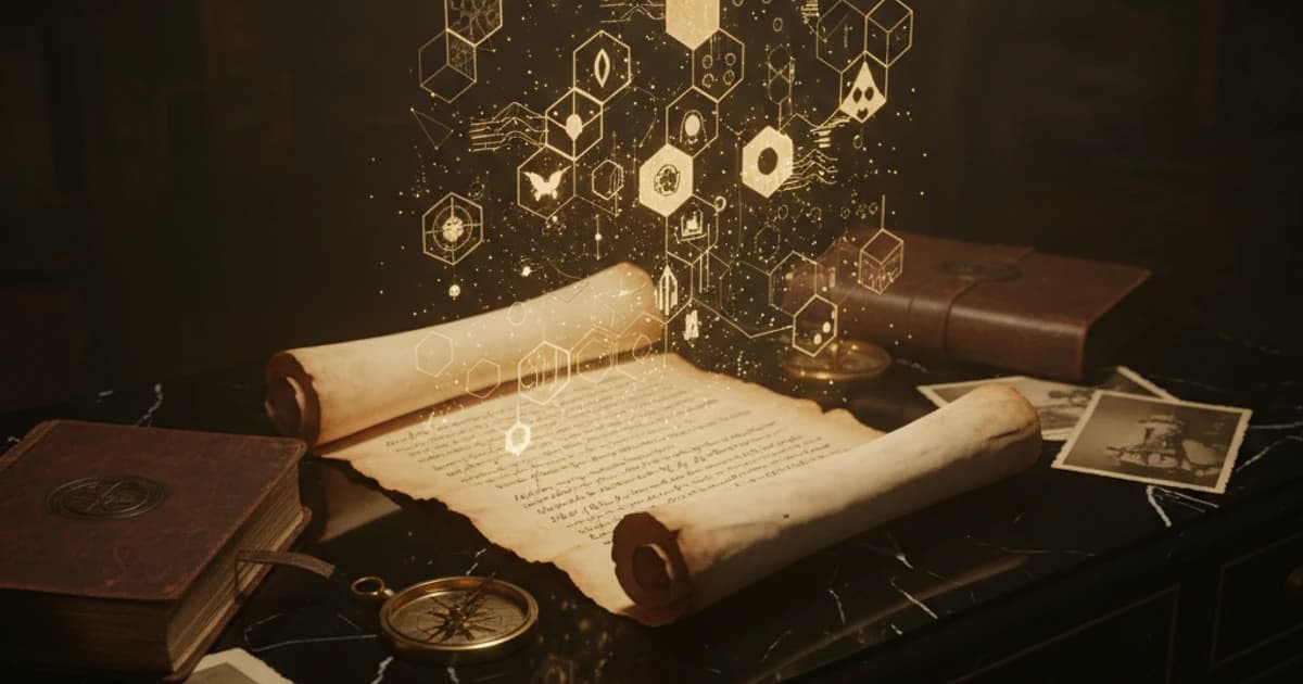 A student's desk with a laptop showing a digitized historical manuscript alongside printed primary sources and study notes